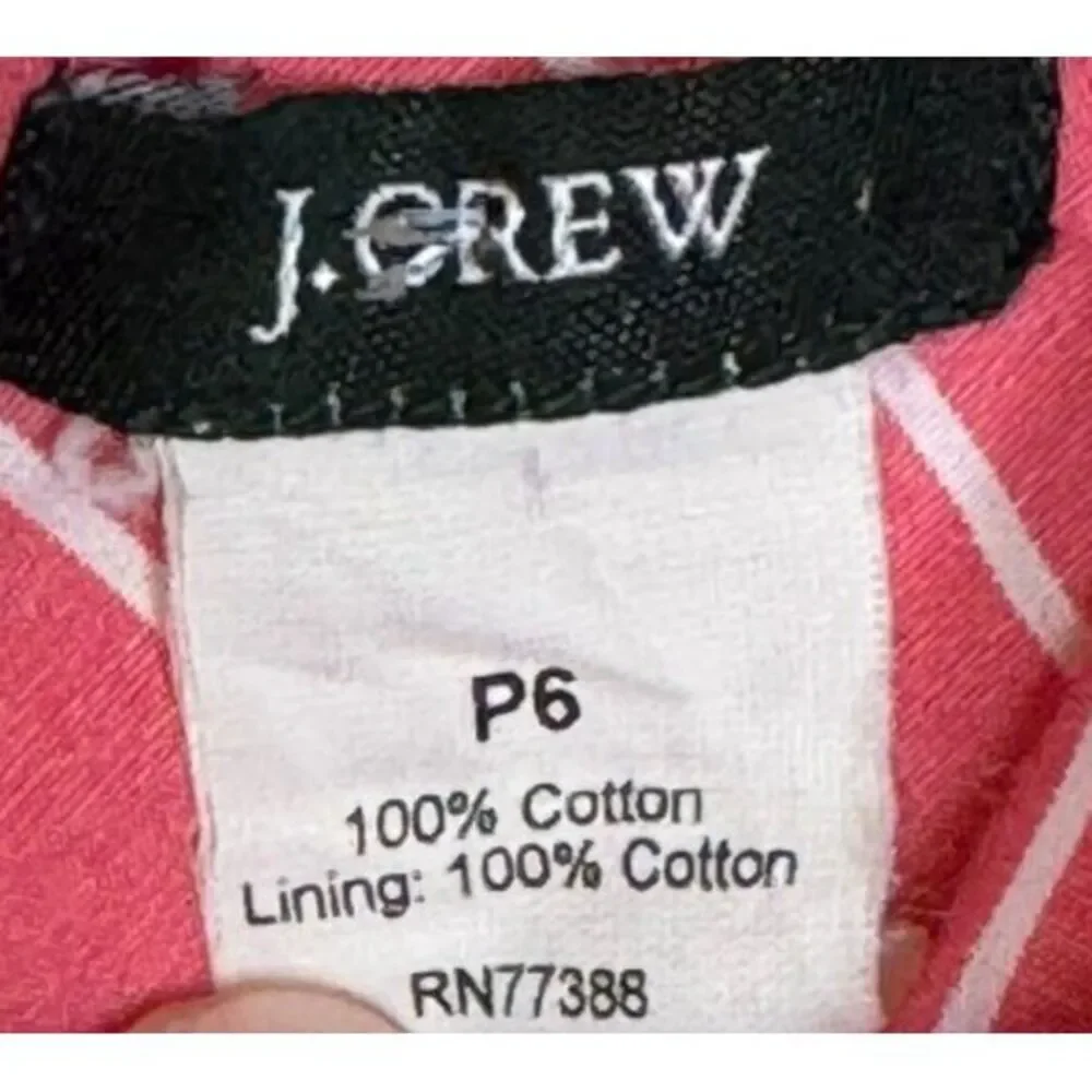 J.Crew‎ Women Dress Petite V Neck A-Line Midi Sleeveless Striped Pink White P6